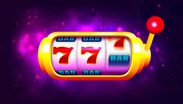 Spin and Win Spielautomat. Trendiges Casino-Design mit Weltraum-Hintergrund — Stockvektor