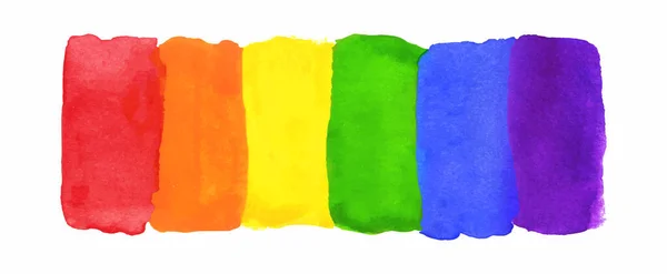 Acuarela Pintada a Mano Colorido Rayas Ranbow Flag — Vector de stock
