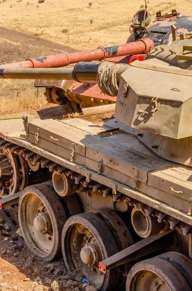 Tanque T62 Sírio Enfrentando Tanque Centurião Israelense Vale Das Lágrimas — Fotografia de Stock