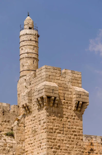 Torre David Muros Cidade Velha Jerusalém Israel — Fotografia de Stock
