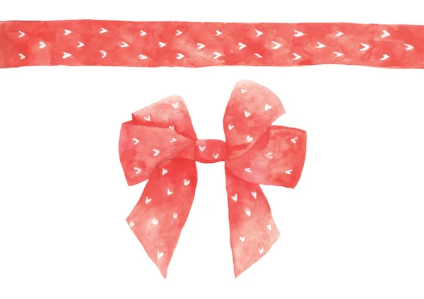 Red Watercolor Bows Ribbons Painting White Background Isolated Illustration Your — Stock Photo, Image