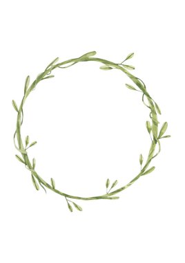 Çiçekleri, sarmaşık, yaprak suluboya çerçeve. Botanik süsleme kavramı. Beyaz arka plan üzerinde boyama. Tebrik kartı, Sevgililer kartı, düğün kartı ile benzersiz dekorasyon için izole illüstrasyon.