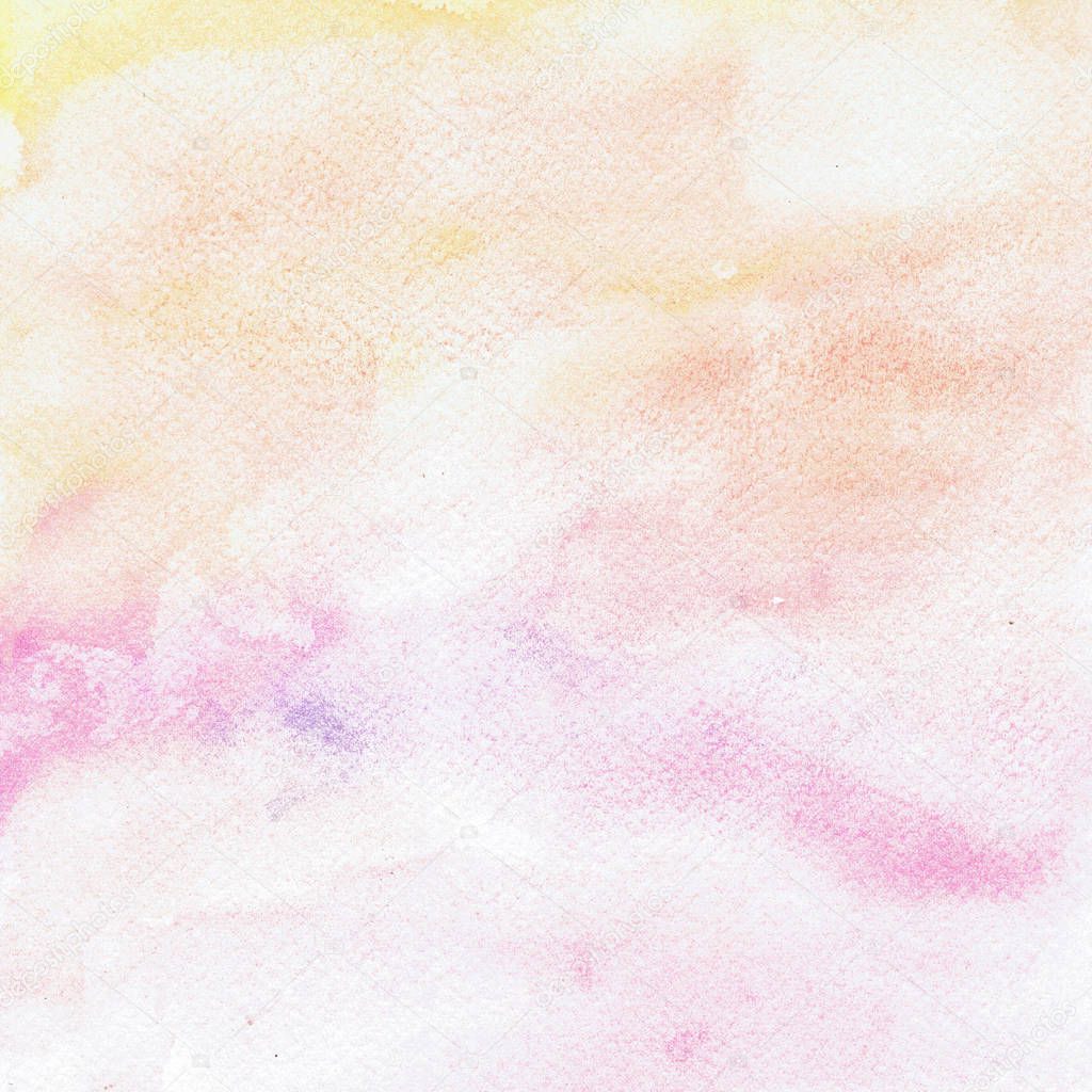 Watercolor wet brush texture in shades of pink, orange, red, and yellow. warm watercolor hand drawn. Isolated illustration for your greeting card, valentine card abstract design