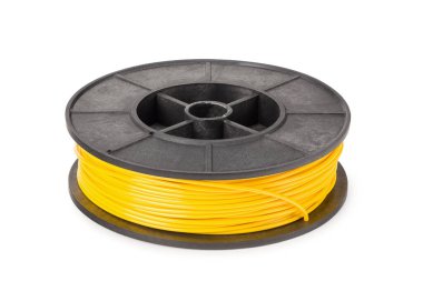 Sarı iplik 3d yazıcısı beyaz arkaplanda izole edildi