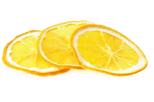 乾燥したオレンジのスライスを白い背景に孤立させ — ストック写真