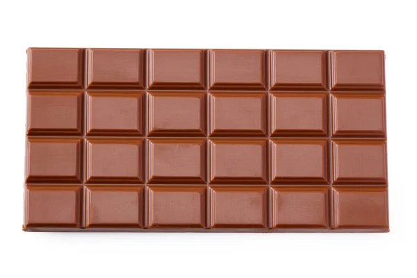 Barra Chocolate Con Leche Aislada Sobre Fondo Blanco Vista Superior —  Fotos de Stock