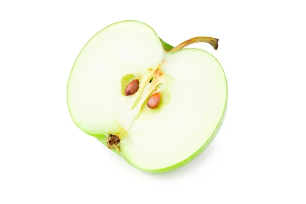 Mitad Manzana Verde Aislada Sobre Fondo Blanco — Foto de Stock