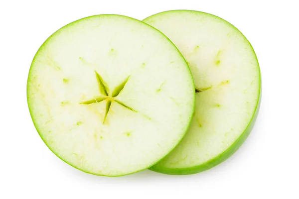 Кусок Зеленого Яблока Изолирован Белом Фоне Вид Сверху — стоковое фото