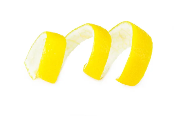 Frische Zitronenschale Isoliert Auf Weißem Hintergrund Gesunde Ernährung — Stockfoto