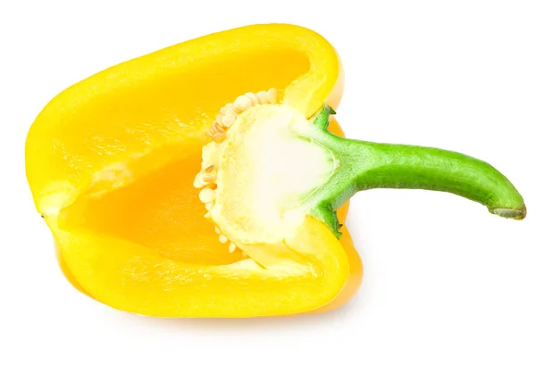 Geschnitten Scheiben Von Gelben Paprika Isoliert Auf Weißem Hintergrund — Stockfoto