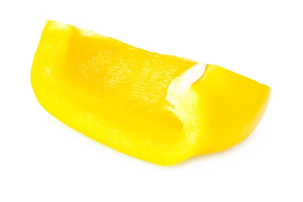 Tagliare Fette Peperone Giallo Dolce Isolato Sfondo Bianco — Foto Stock