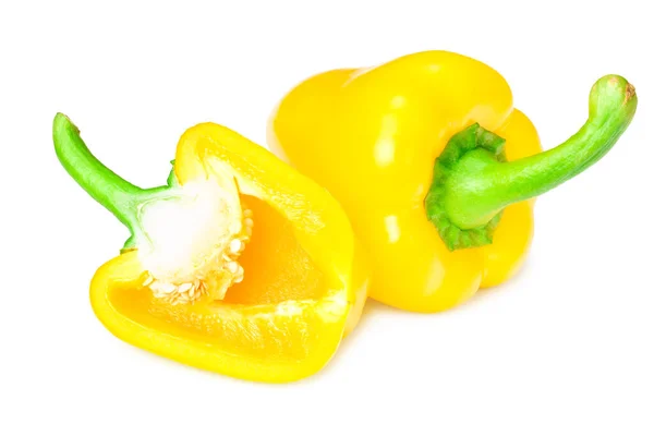 Żółta Słodka Papryka Plastrami Izolowanymi Białym Tle — Zdjęcie stockowe