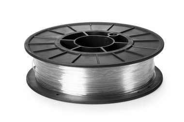 Beyaz arkaplanda izole edilmiş 3d yazıcı için ipliği temizle