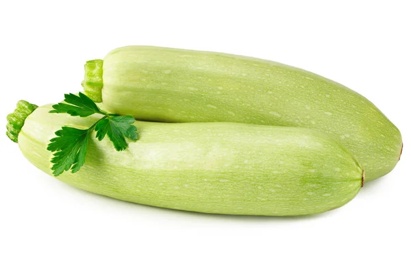 Färsk Grön Zucchini Eller Märg Med Persilja Isolerad Vit Bakgrund — Stockfoto