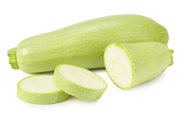 Fresh Green Zucchini Marrow Slices Isolated White Background — Stock Photo, Image