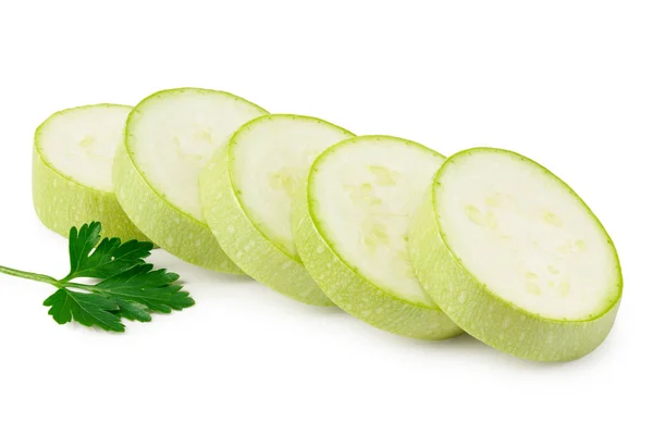 Slices Zucchini Parsley Isolated White Background — Stock Photo, Image