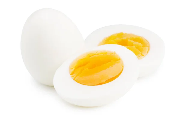 Huevo Cocido Entero Simple Con Huevo Partido Mitad Aislado Sobre — Foto de Stock