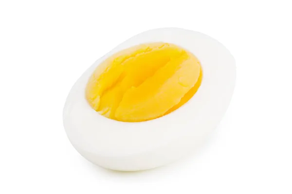 Pół Gotowanego Jajka Wyizolowanego Białym Tle — Zdjęcie stockowe
