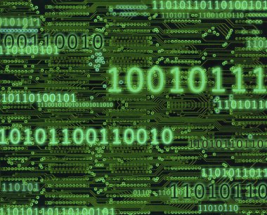 İkili kod numaraları ve devre kartı arka plan