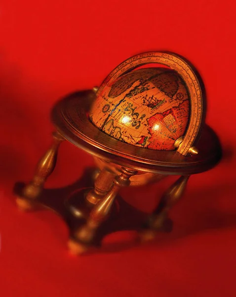 Globe Cabinet Red Background — Stock Photo, Image