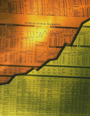 Borsa kağıtları ile grafik hat artan
