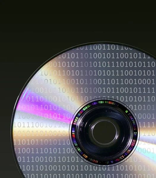 Kompaktní Disk Dvd Binárního Kódu Černém Pozadí — Stock fotografie