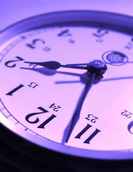 Purple Clock Face Close — Stock Photo, Image