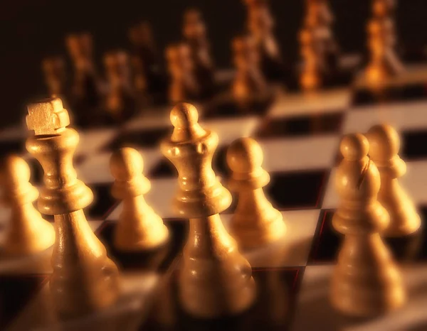 Chess Board King Queen Foreground — Stock Photo, Image