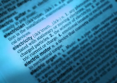 Word elektrik tanımını gösteren sözlük sayfası kapat