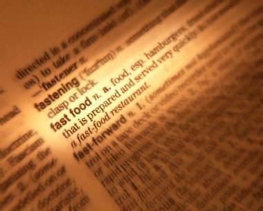 Kelime Fast Food tanımını gösteren sözlük sayfası kapat