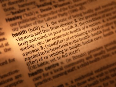 Word sağlık tanımını gösteren sözlük sayfası kapat