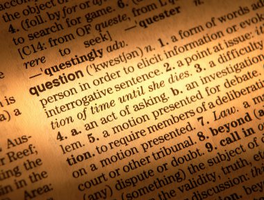 Word soru tanımını gösteren sözlük sayfası kapat