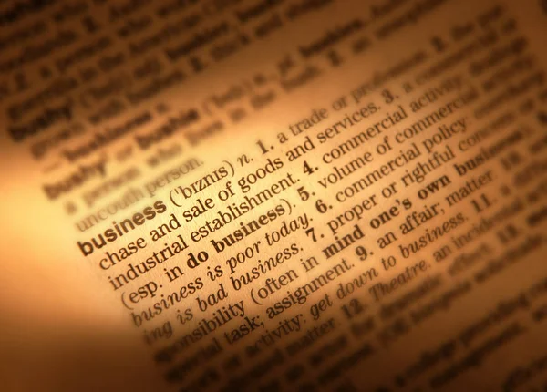 Close Dictionary Page Showing Definition Word Business — Stock Photo, Image