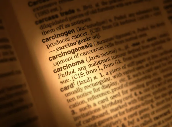 Close Dictionary Page Showing Definition Word Carcinoma — Stock Photo, Image