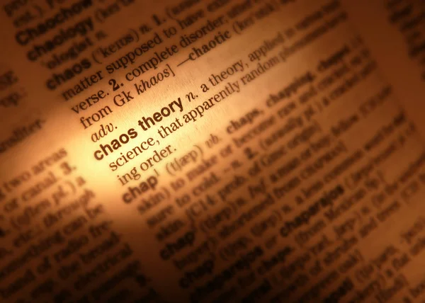 Cerrar Página Diccionaria Definición Teoría Palabra Chaos —  Fotos de Stock
