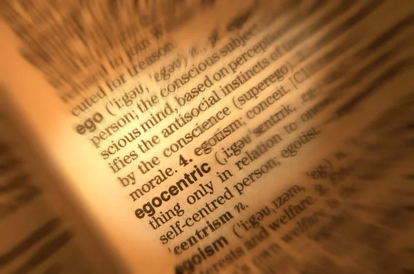 Close Dictionary Page Showing Definition Word Ego — Stock Photo, Image