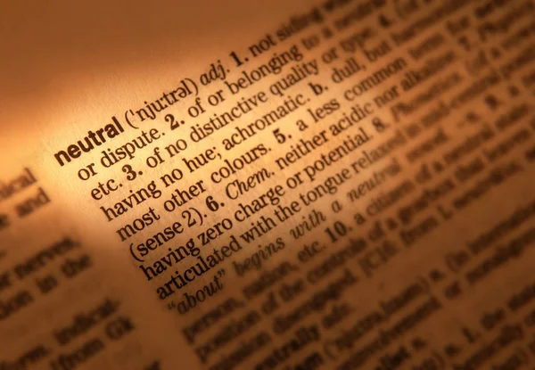 Close Dictionary Page Showing Definition Word Neutral — Stock Photo, Image