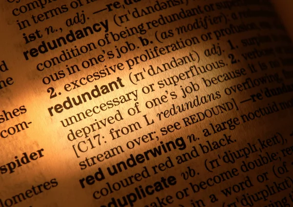 Cerrar Página Diccionaria Definición Palabra Redondante — Foto de Stock