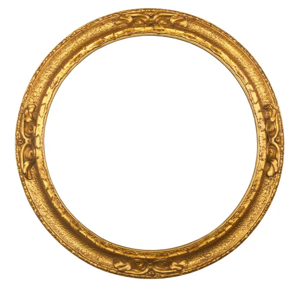 Antique Gilt Circular Picture Frame Branco — Fotografia de Stock