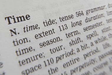 Sözcük Zamanı tanımını gösteren eş anlamlılar sözlüğü sayfası