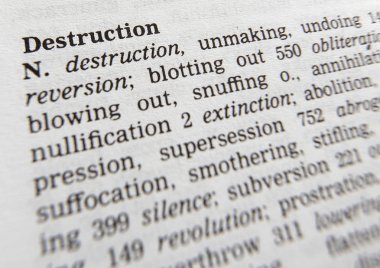 Eş anlamlılar sözlüğü Sayfa Word Destruction Tanımı gösteren