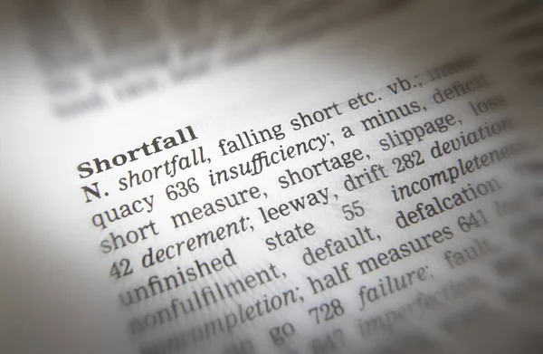 Página Esauro Fechar Definição Palavra Shortfall — Fotografia de Stock