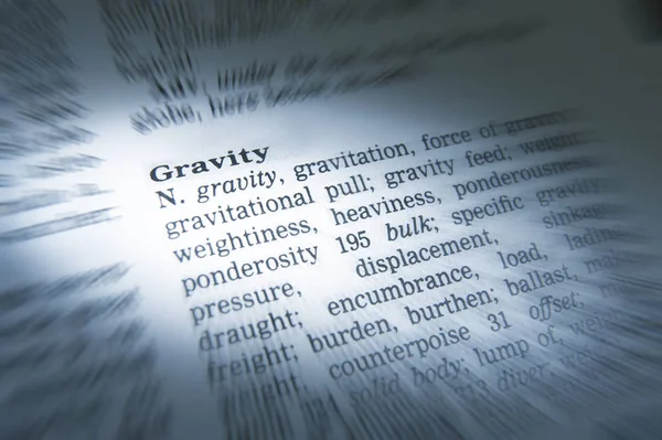 Thesaurus Page Close Showing Definition Word Gravity — Stock Photo, Image