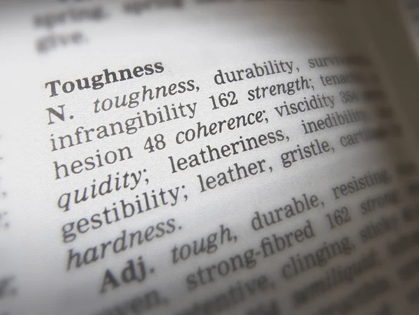 Thesaurus Page Close Showing Definition Word Toughness — Stock Photo, Image