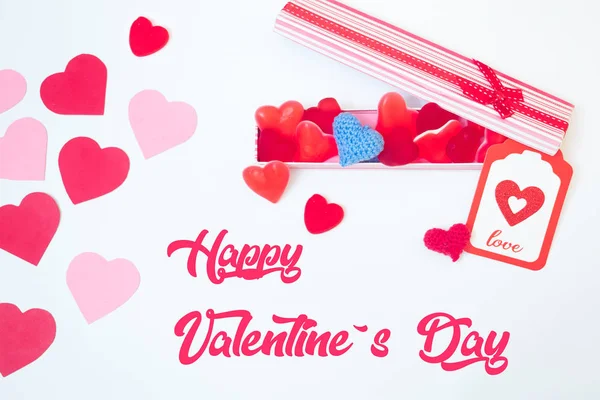 발렌타인 Gummies와 빨간색 분홍색 선물입니다 스페인어 — 스톡 사진
