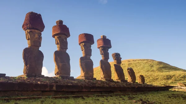 Ahu Nau Nau Anakena Beach Velikonoční Ostrov Chile Rapa Nui — Stock fotografie