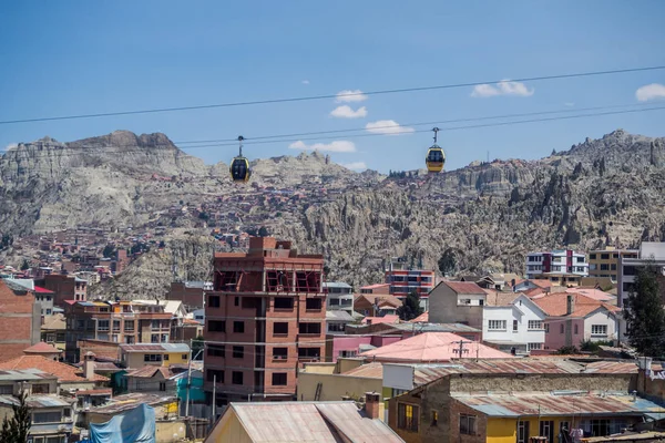 Byggnaden Och Stadsbilden Paz Bolivia Ddetail Linbanor Staden — Stockfoto