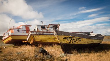 bağlantı noktası Porvenir, Tierra Del Fuego, Patagonia, Şili tekneler