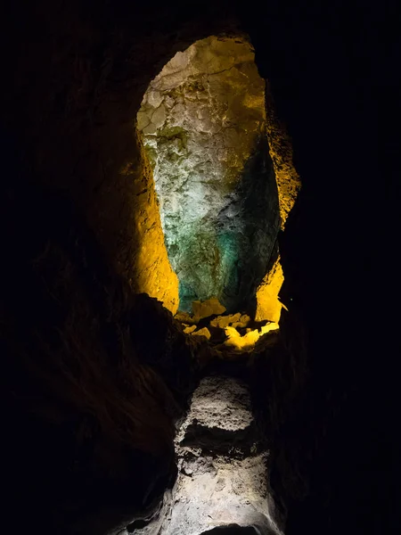 Interior Cueva Los Verdes Lanzarote Interior Lighting Cave Canary Island — Stock Photo, Image
