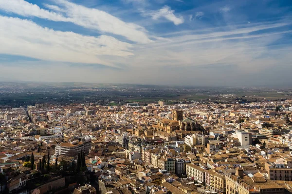 Vista Granada Desde Alhambra Catedral Granada — Foto de Stock